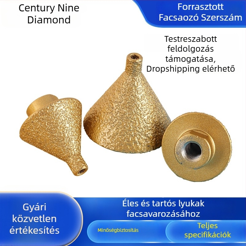 Márvány és kerámia burkolólapokhoz készített brazed gyémántos élvédő/fazkáló eszköz, esernyő alakú lyukasztó, szögcsiszolóhoz használható köszörűsüllyesztő, kő-kemény gyémánt eszköz