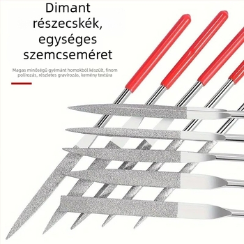 Faipari acél reszelő készlet, sík keresztmetszet, durva fogak, nyél Ø6 mm