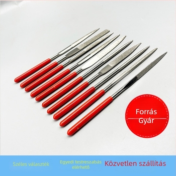 Öt darabos gyémántos reszelő készlet; formák: sík, félköríves, háromszög, négyszög; anyag: acél; fin fogazat; minta: egységes; faipari felhasználás
