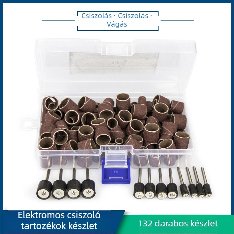 132 részes elektromos csiszoló készlet favágáshoz és faragáshoz, márka Asahikawa, modell XCAN, alkalmazások: polírozás, csiszolás, vágás, fúrás