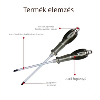 Ipari szintű mágneses kereszthornyú csavarhúzó Walden márkájú, króm-vanádium acélból, műanyag nyéllel, szigetelés nélküli