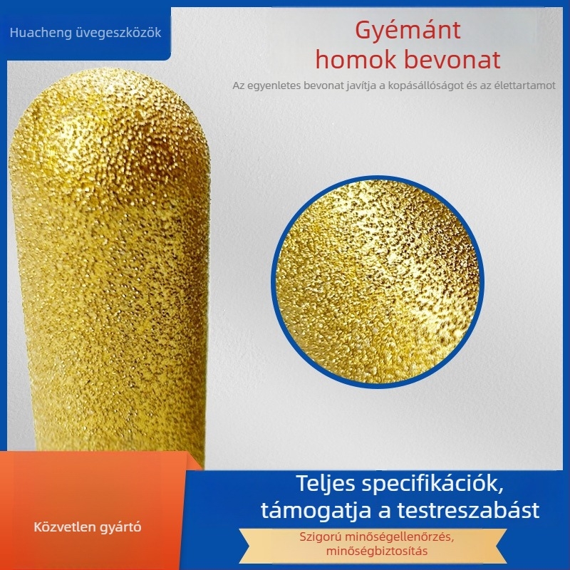 Ív alakú víztartó csiszolófej üveg- és csempe feldolgozására és polírozására, öntöttvas csiszoló rudak és gyémánt szerszámok