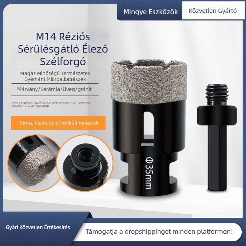 M14-es lyukfúrókészlet csempéhez és márványhoz, gyémánt fúrófejek