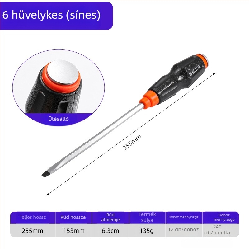 Luwei mágneses csavarhúzó keresztes és egyenes fejjel, Cr-Mo acél, fogantyú TPR