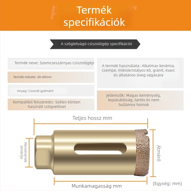 Fu Yan Lyuknyitó fúró poliszához – márvány, gránit, üveg és kő, M10-es menet