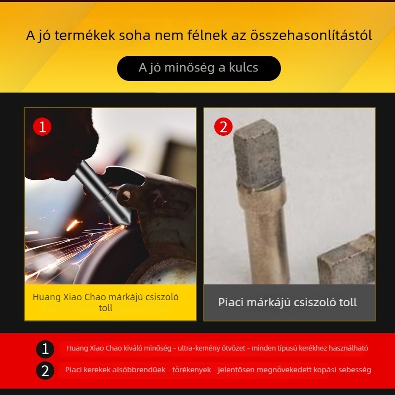 Gyémánt kézi dreszelő köszörűkőhöz, hegyes, lapos és négyzetes fejjel