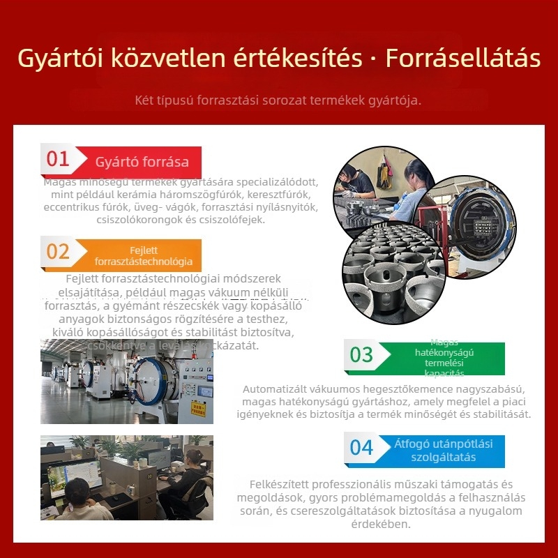 9 darabos brazált szárazfúrókészlet kerámia csempe, gránit és márvány fúrásához, alumínium tokban