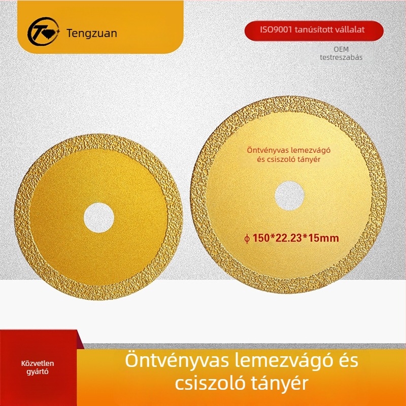 Öntöttvashoz készült gyémánt vágó- és csiszoló korong, vastított, 13000–20000 fordulat/perc, Teng zuan