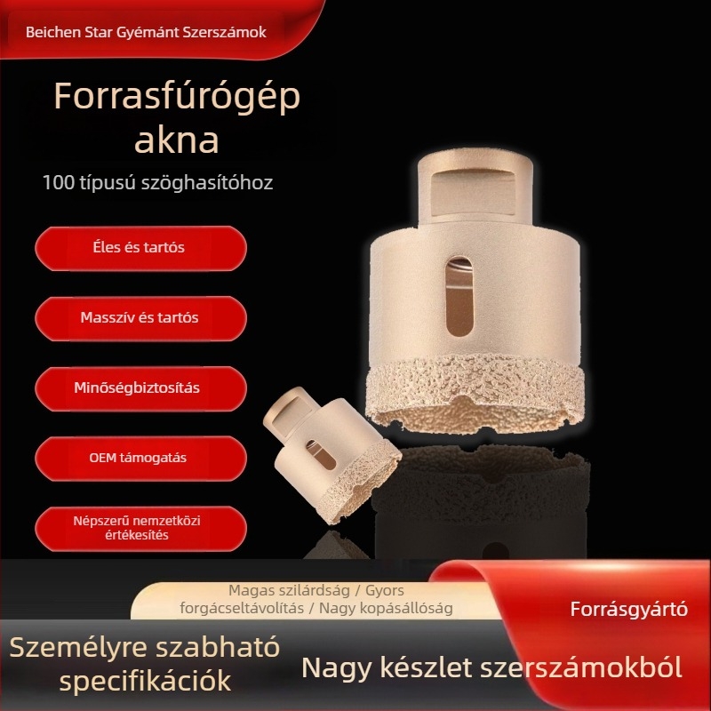 Géphez szánt gyémánt lyukfúró – márvány, kerámia és üveg; gyémánt hegesztett; vizes fúrás; North Star