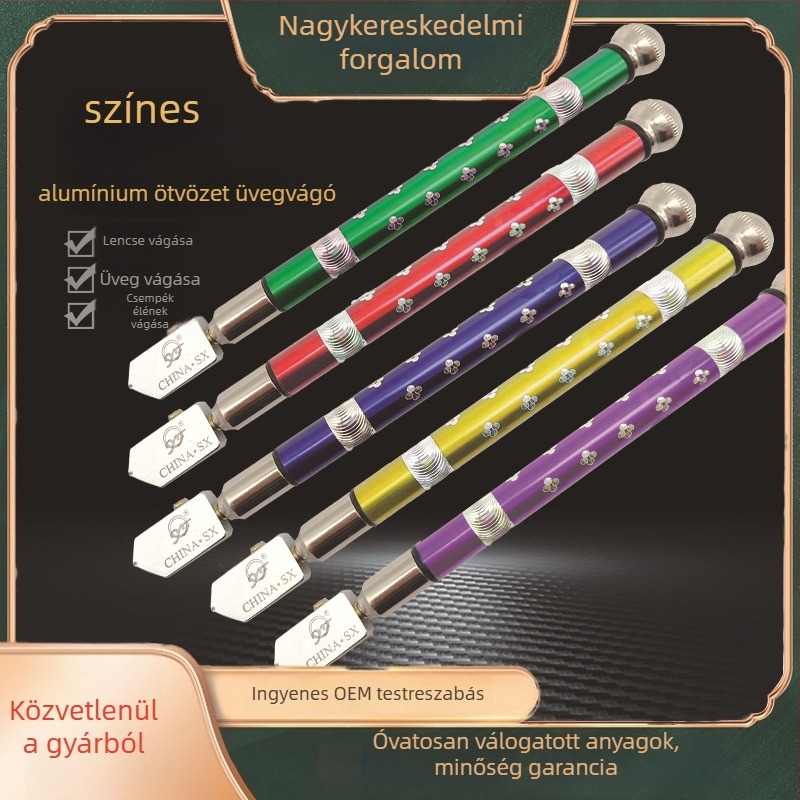Gyémántos üvegcsempevágó, görgős típus, vastag üveghez, otthoni használatra
