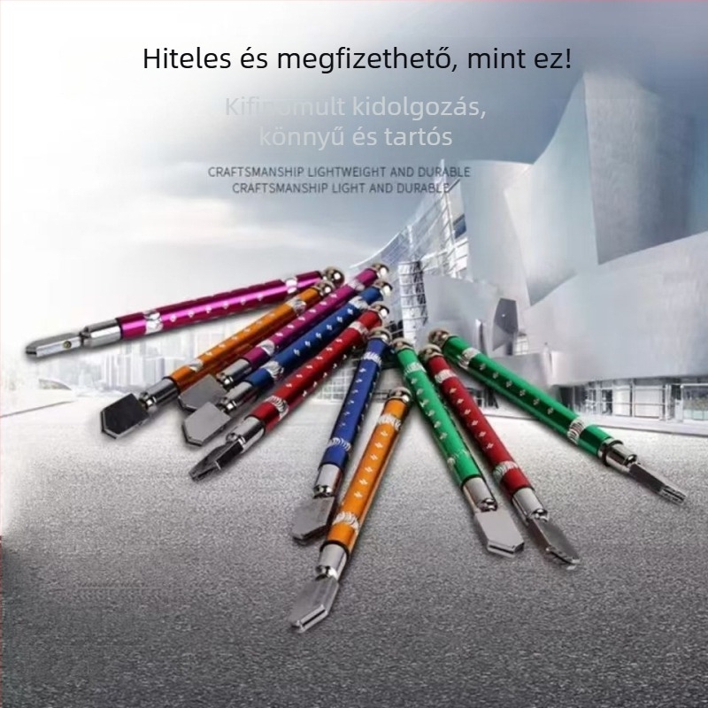 Gyémántos üvegcsempevágó, görgős típus, vastag üveghez, otthoni használatra