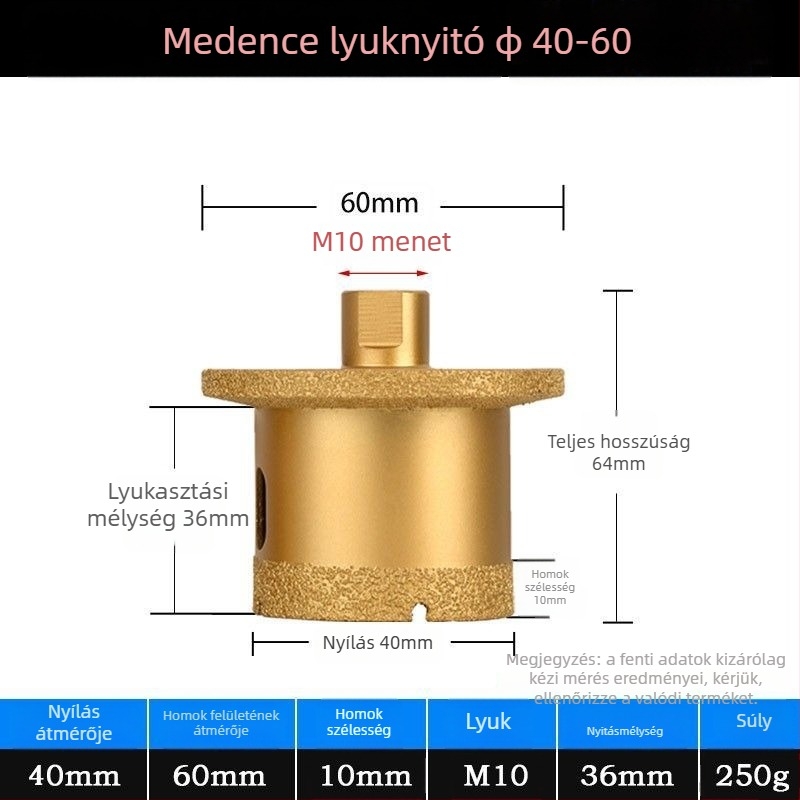 Dr. Jian Brazed gyémánt mosdólyuk-nyitó, kétszintű kerámia fúró kőhöz, többfunkciós