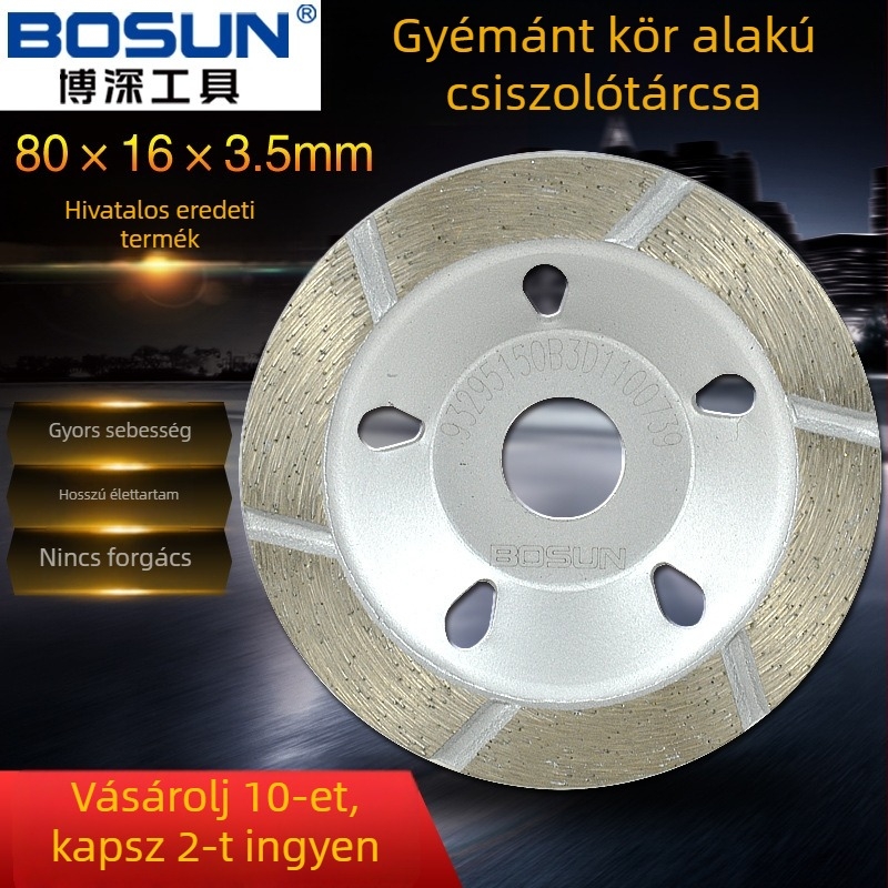 Boshen 100 mm-es gyémánt tálcsiszoló lemez kőhöz és betonhoz, szinterezett