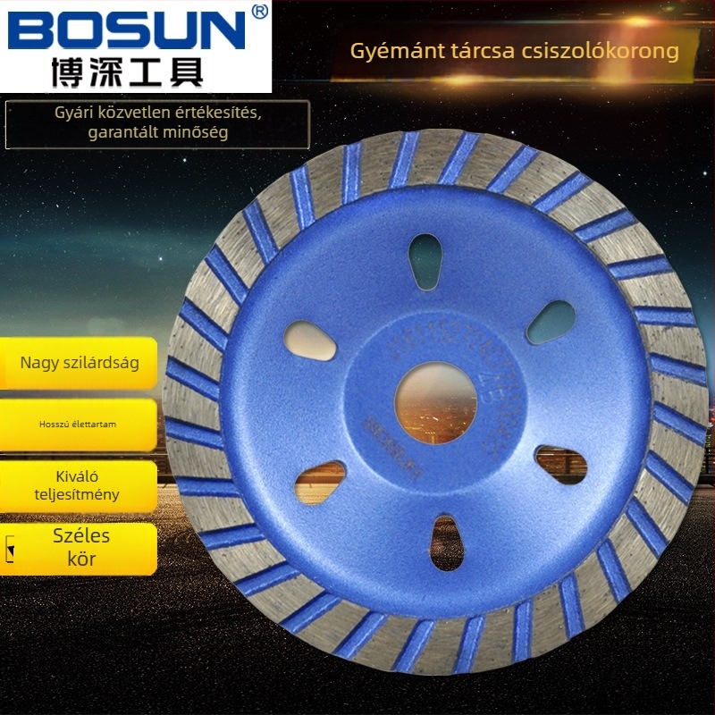 Boshen 100 mm-es gyémánt tálcsiszoló lemez kőhöz és betonhoz, szinterezett