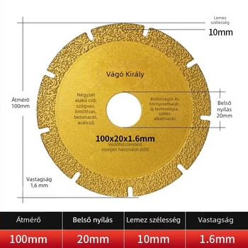 Brilliant forrasztott gyémánt vágókorong sziklához, kerámia csempe, fém és rozsdamentes acél — Maximális vonalsebesség 100, alkalmas csempékre, szögvasra és kőlemecre