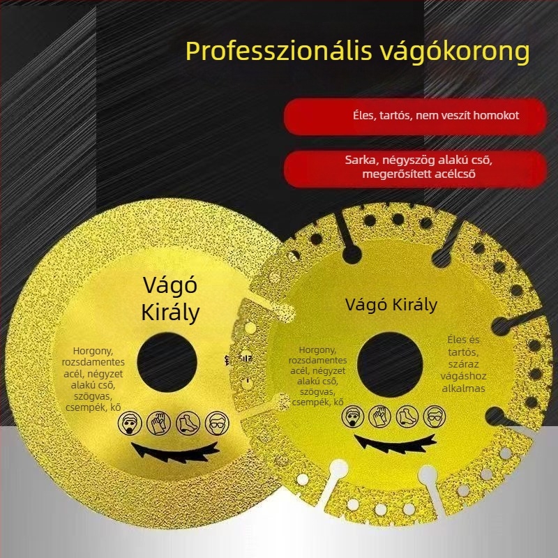 Brilliant forrasztott gyémánt vágókorong sziklához, kerámia csempe, fém és rozsdamentes acél — Maximális vonalsebesség 100, alkalmas csempékre, szögvasra és kőlemecre
