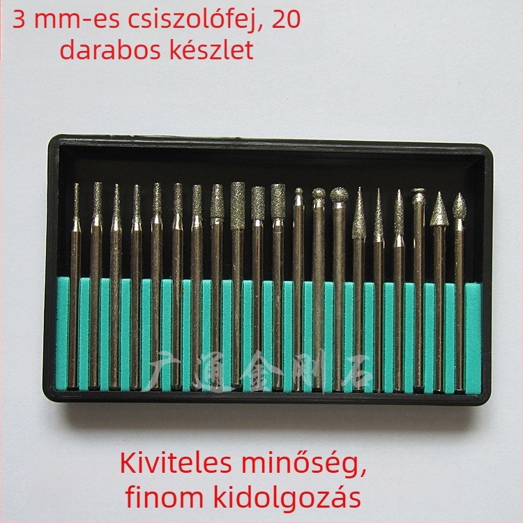 Duofeng DF03 Elektroplatált gyémánt csiszoló tűk, 20 db, jáde csiszoláshoz