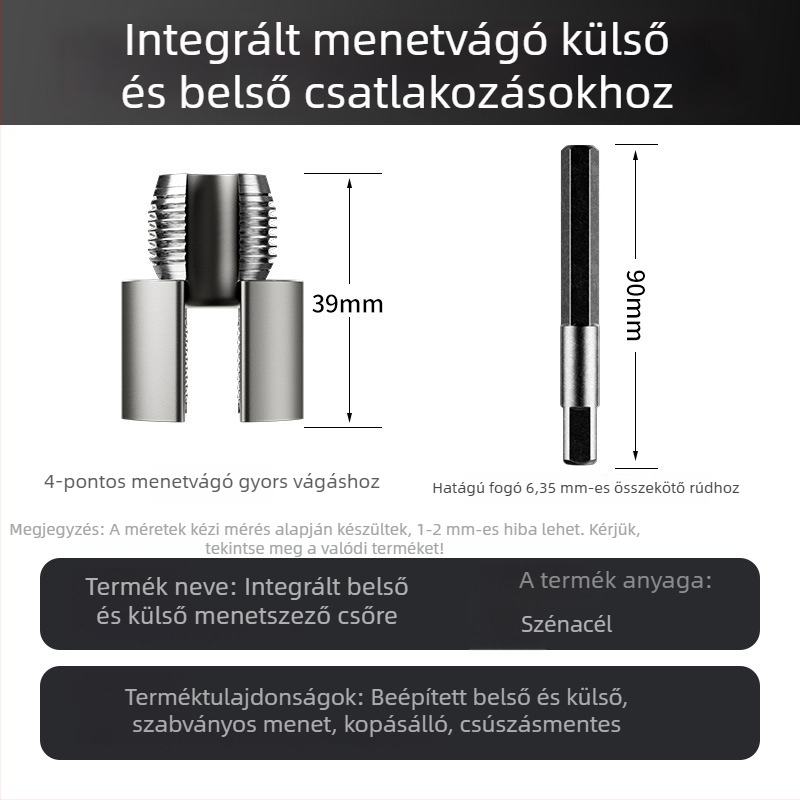PPR vízvezetékcső menetesítő készlet belső és külső menettel, integrált menetnyitó eszköz, menetfúrás és javítás, 46 pont