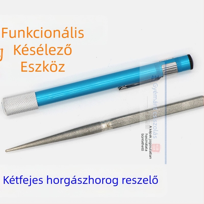 Kétfejű gyémánt horogreszelő, toll formájú gyémánt élező, hordozható élezőpálca, kültéri élezőeszköz