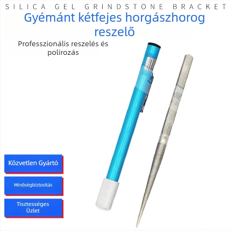 Kétfejű gyémánt horogreszelő, toll formájú gyémánt élező, hordozható élezőpálca, kültéri élezőeszköz