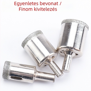 10 darabos gyémánt üvegfúró készlet — többfunkciós, kerámiával elektroplatált ötvözetes bitek; Gyártási folyamat: elektroplatálás; Alkalmazási terület: üveg mélyfeldolgozás