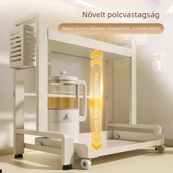 Kihúzható kétszintes konyhai fűszeres polc, szénacélból, fúrás nélküli szerelés