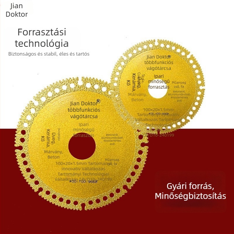 Dr. Jian D10 arany színű multifunkcionális gyémánt vágó korong, brazing folyamat