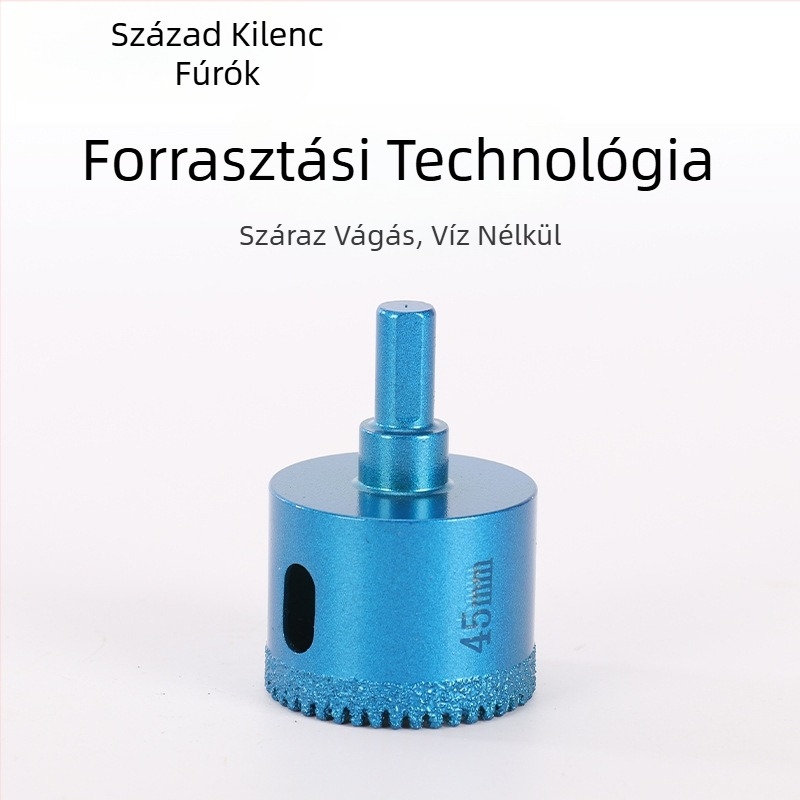 Lyukfúró, brazált fogú, gyémántcsúcsú, száraz fúráshoz csempékre, kőre, márványra, granitra
