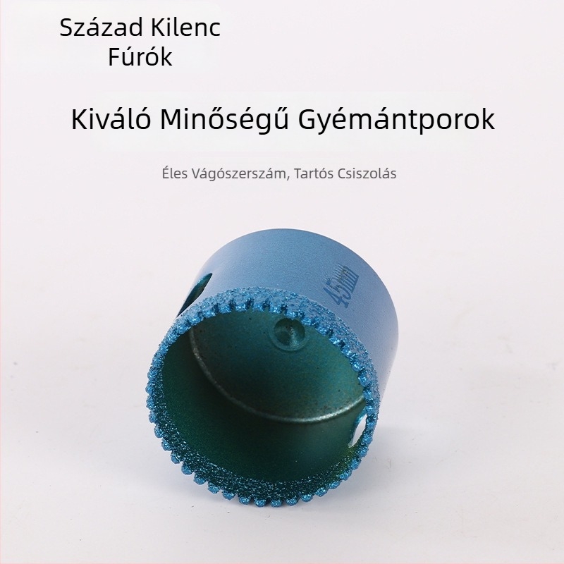 Lyukfúró, brazált fogú, gyémántcsúcsú, száraz fúráshoz csempékre, kőre, márványra, granitra