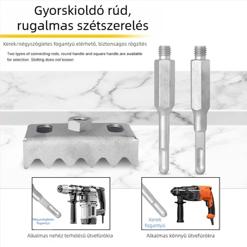 Villanyszerelőknek szánt falba való négyszögletes fogantyúval rendelkező lyukasztó eszköz 86-os dobozokhoz; kopásálló fúrófej.