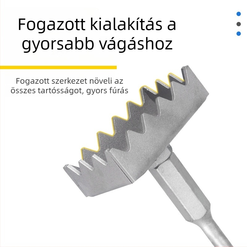 Villanyszerelőknek szánt falba való négyszögletes fogantyúval rendelkező lyukasztó eszköz 86-os dobozokhoz; kopásálló fúrófej.