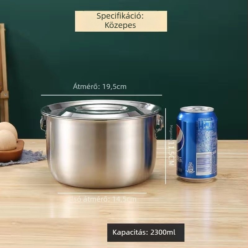 304-es rozsdamentes acél olajtartó tál fedéllel, hőálló konyhai tároló olajhoz és fűszerekhez