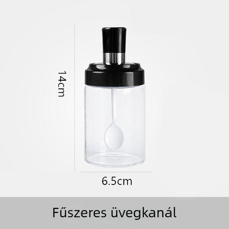 Üvegből készült fűszeresüveg integrált kanalas fedővel olajos üveghez