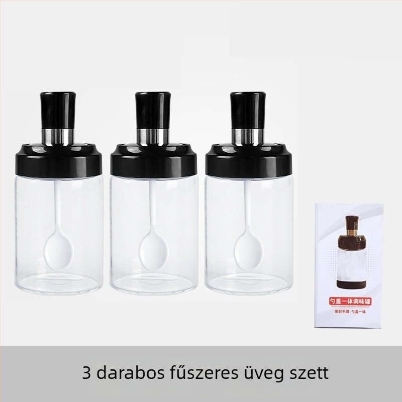 Üvegből készült fűszeresüveg integrált kanalas fedővel olajos üveghez