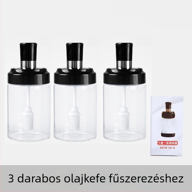 Üvegből készült fűszeresüveg integrált kanalas fedővel olajos üveghez