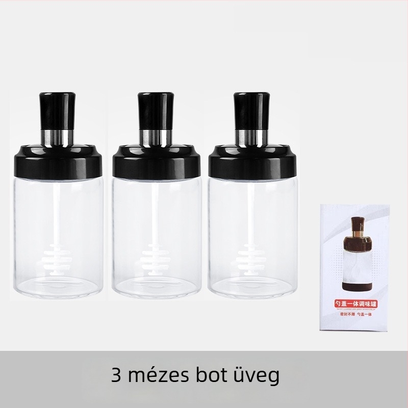 Üvegből készült fűszeresüveg integrált kanalas fedővel olajos üveghez