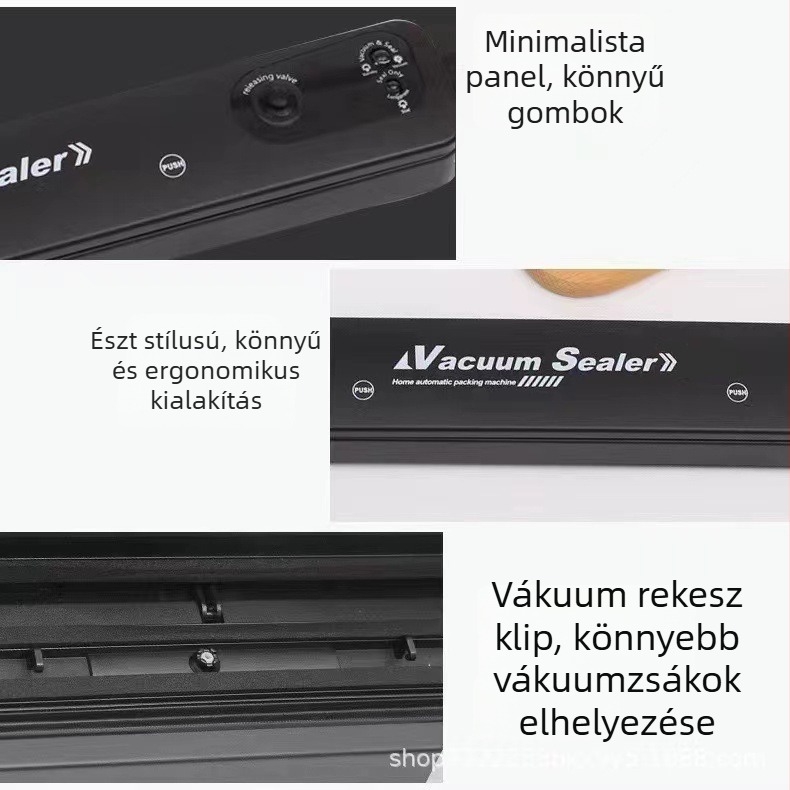 Kis háztartási vákuumzáró gép, teljesen automata, ABS ház, modell MC009, 50W, 220-110V