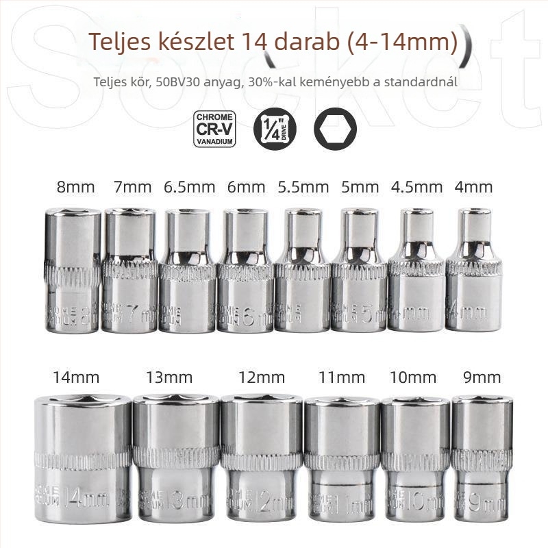 Shimon Mini ratchet socket kulcs mágneses bit-tartóval — Cr-V acél, 1 darab, 60 g, Mini Ratchet sorozat