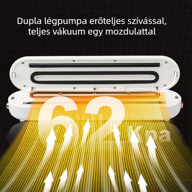 Otthoni használatra készült vákuumzáró készülék, automata, ABS burkolattal, 90W, 110–220V