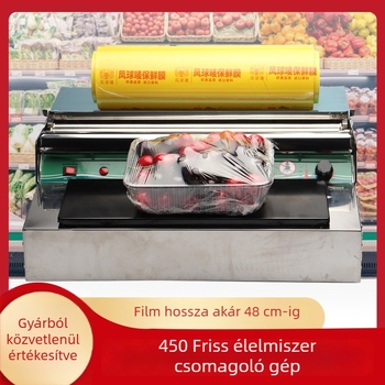 Gyümölcs- és zöldségfóliás csomagoló gép (kézi üzemmód, zárás szélessége legfeljebb 45 cm, fóliavastagság: általános, hőmérséklet-szabályozás 60–140)