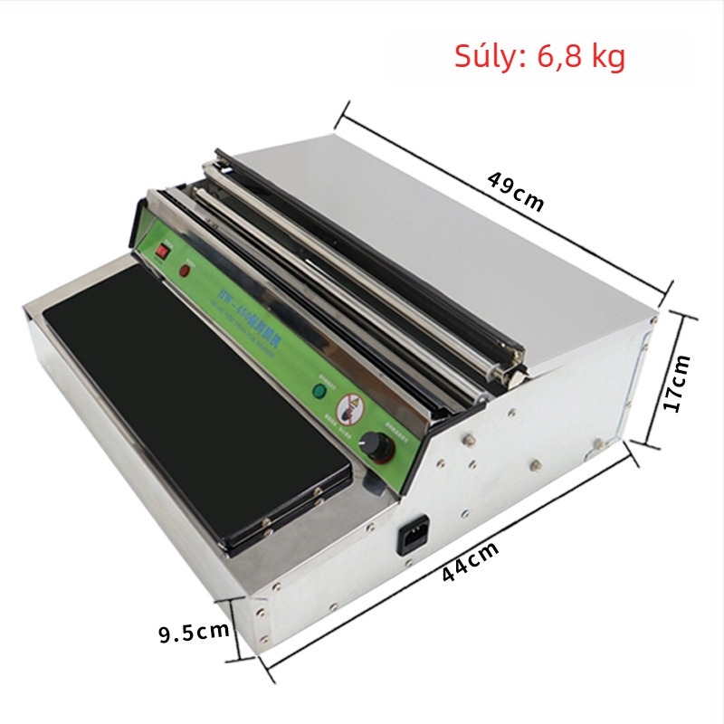 Gyümölcs- és zöldségfóliás csomagoló gép (kézi üzemmód, zárás szélessége legfeljebb 45 cm, fóliavastagság: általános, hőmérséklet-szabályozás 60–140)