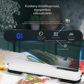Vezeték nélküli vákuumzáró készülék otthoni használatra – száraz és nedves használat, frissesség megőrzése, modell ZKFK-005, ABS ház, beépített akkumulátor, 11.1V, 90W, kapacitás 500 mL alatt