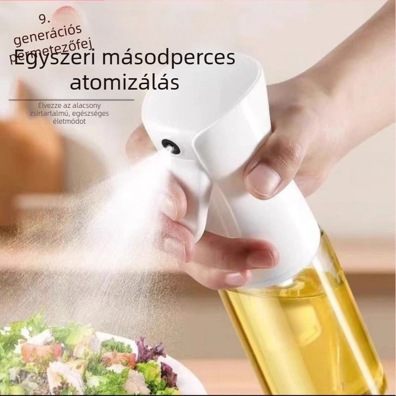 Olajspray üveg konyhához és otthoni grillhez, műanyag test, automatikus nyitás-zárás, bevezetés 2025-ben.