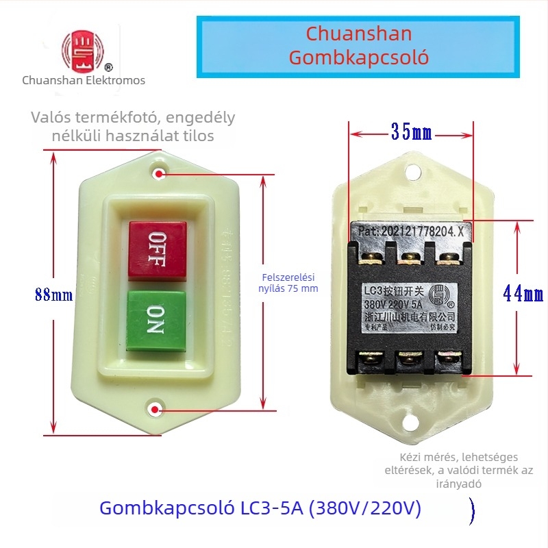 LC3 háromfázisú gombos indítókapcsoló, 380V/220V, 10A