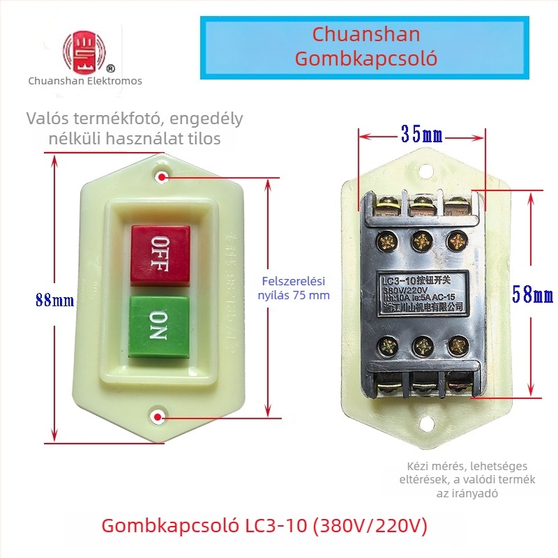 LC3 háromfázisú gombos indítókapcsoló, 380V/220V, 10A
