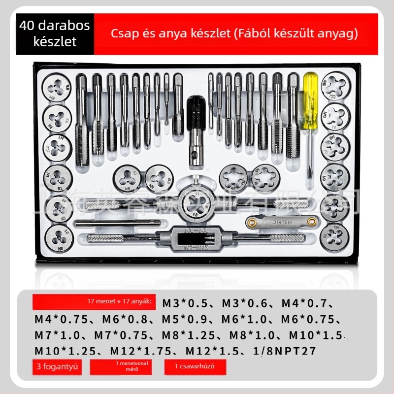 Csapágyacél kézi TAP- és DIE-készlet a menetvágáshoz