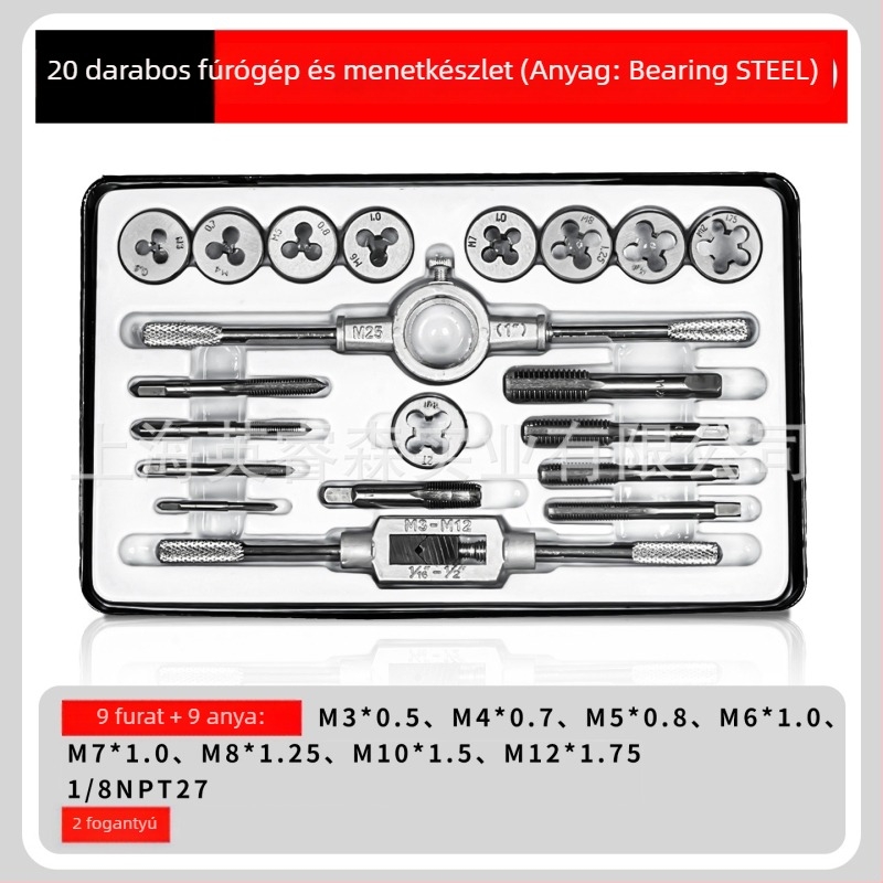 Csapágyacél kézi TAP- és DIE-készlet a menetvágáshoz