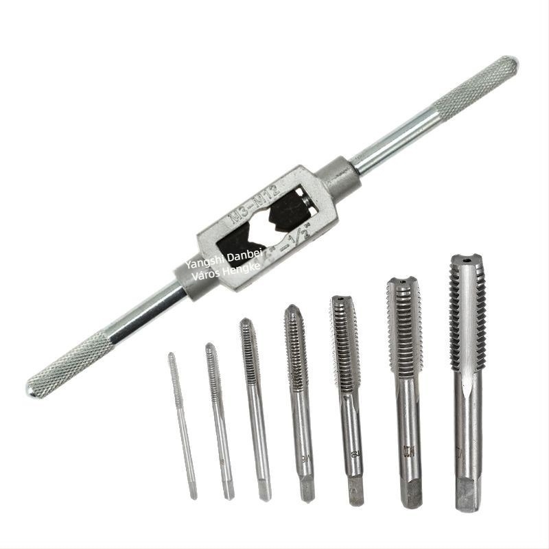 8-Piece Hand Tap Set with Flat-Blade Tap Wrench