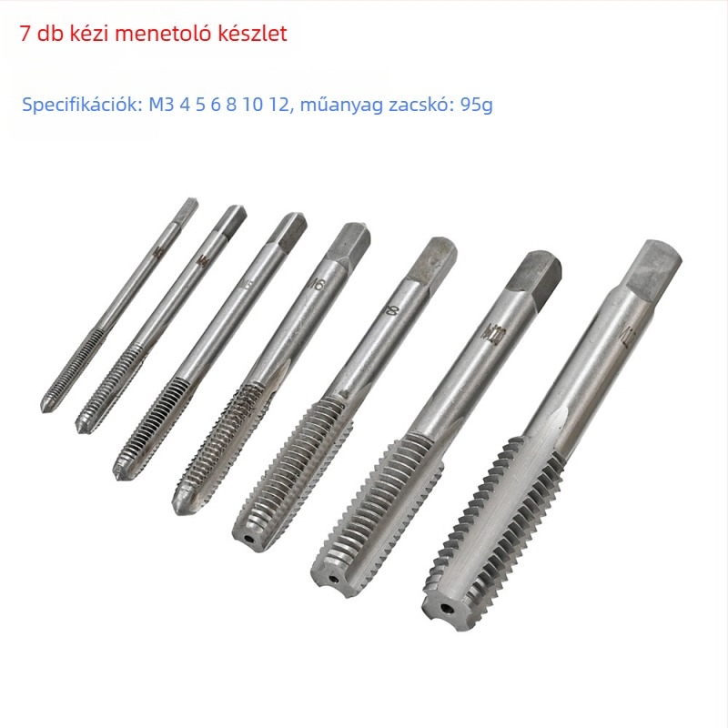 8-Piece Hand Tap Set with Flat-Blade Tap Wrench