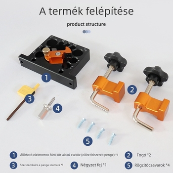 Faipari eszköz — 9‑lyukas állítható dübelkészítő eszköz, amely négyszögletes rudakat kerek dübelekre alakít át (DIY)